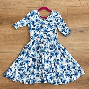 Dot Dot Smile Blue Floral Kids Dress